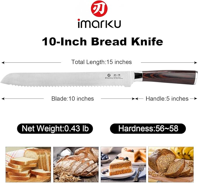 imarku Bread Knife, German High Carbon Stainless Steel Professional Grade Bread - Image 2
