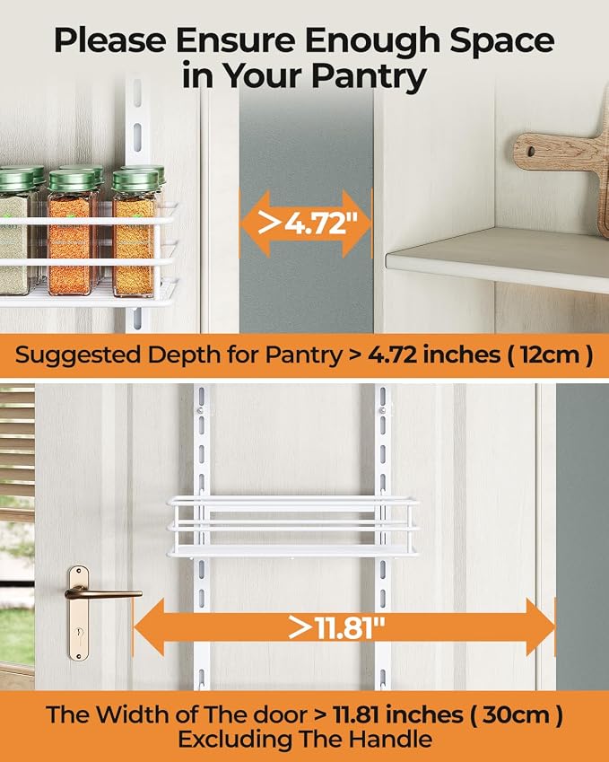 Adjustable 6-Tier Over the Door Pantry Organizer, Spice Rack, Narrow Hanging - Image 2