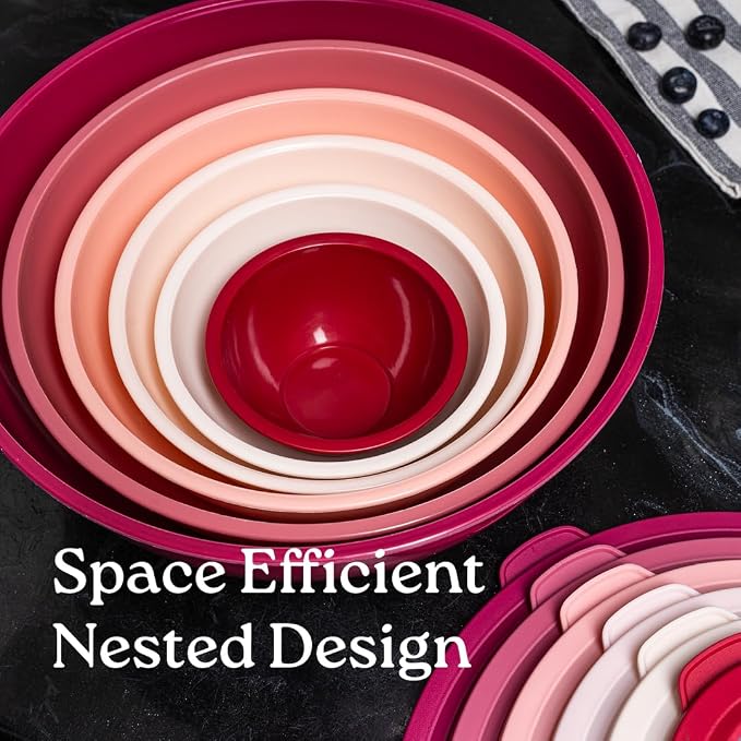 WHYSKO Mixing Bowl Set, 12 Piece Colorful Plastic Mixing Bowls - Image 3