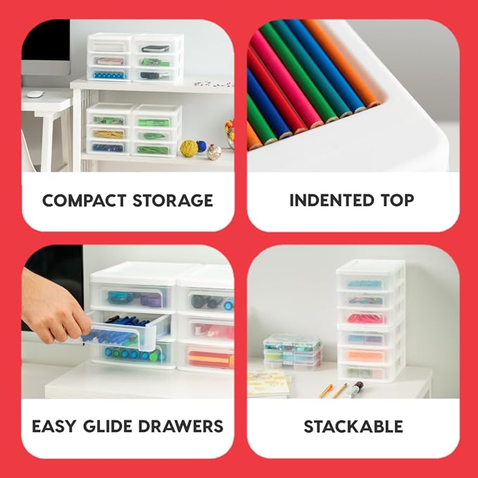 IRIS USA Small 3-Drawer Desktop Organizer, 4 Pack, - Image 4