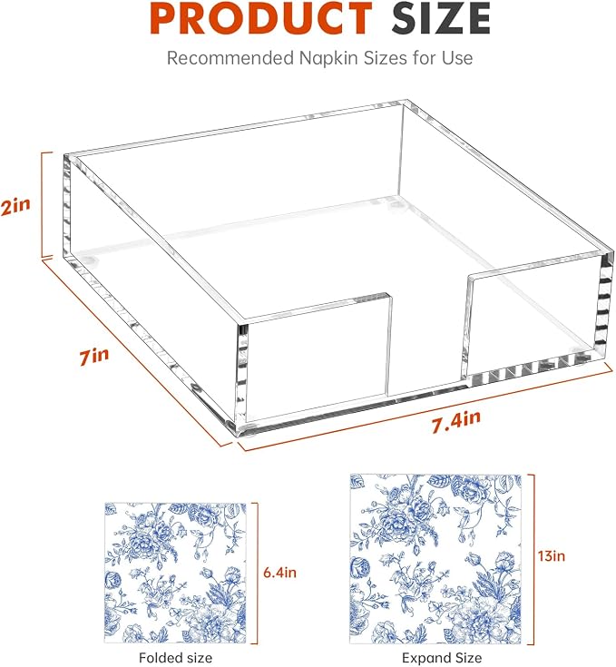 Kordory Acrylic Napkin Holder for Table, Modern Square Paper Napkin Holders for - Image 2