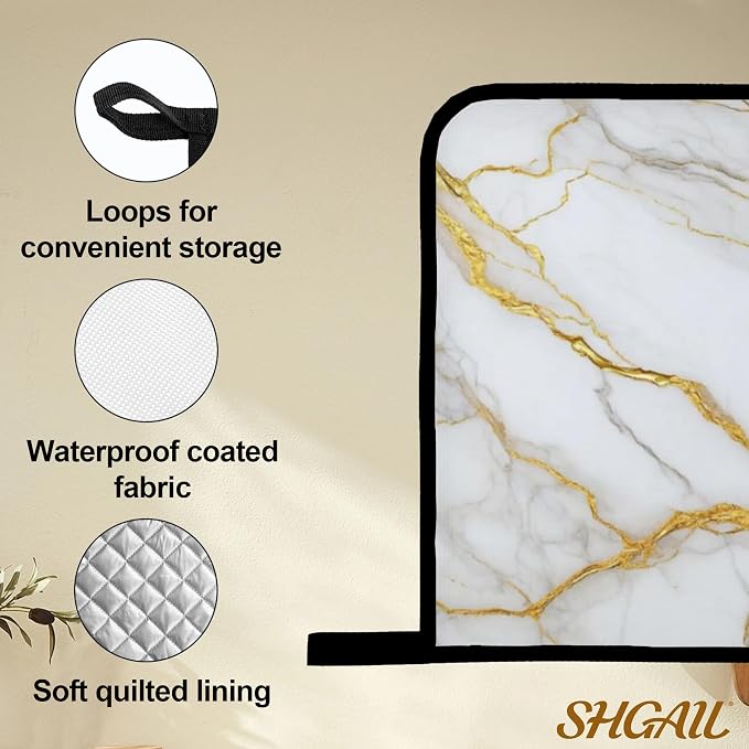 White Gold Marble Oven Mitts and Heat Resistant Pads - Image 4