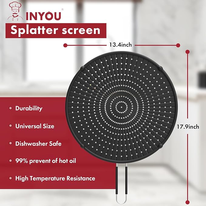 INYOU Silicone Splatter Screen for Frying Pan Suitable for 13” Pans - Image 2