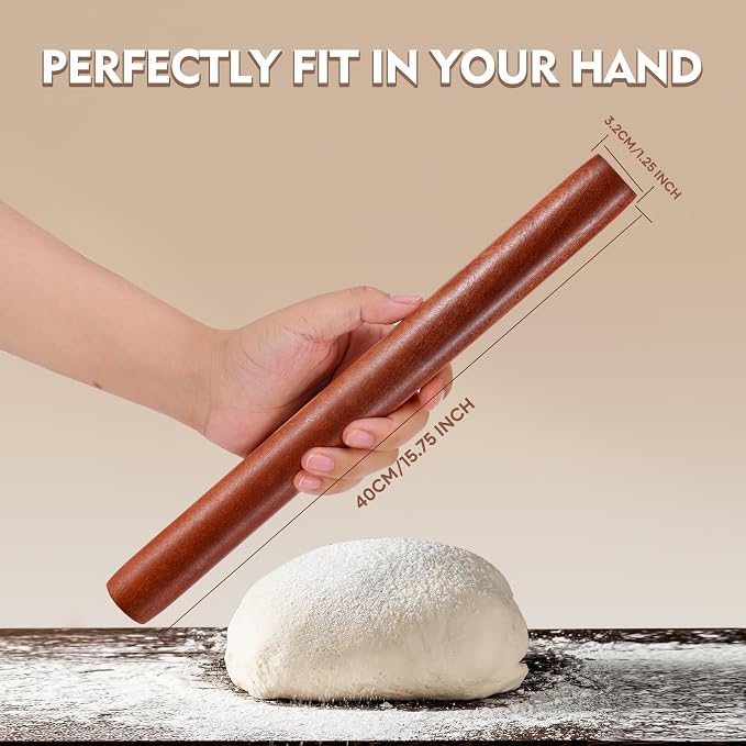 Wood Rolling Pin, Non-Stick Rolling Pin - Image 4