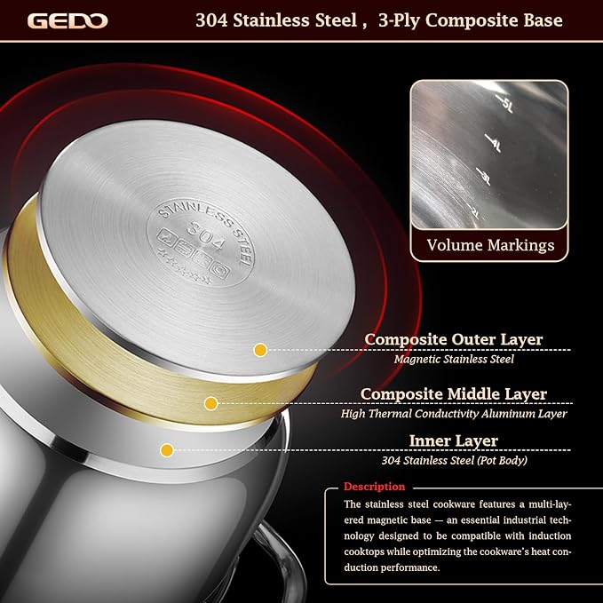 GEDO Stainless Steel Stock Pot - Image 6