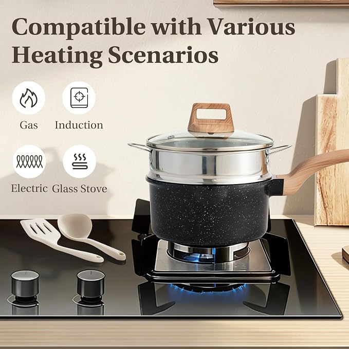 NEWBULIG 25-Piece Nonstick Cookware Set, Granite Pots and Pans - Image 6