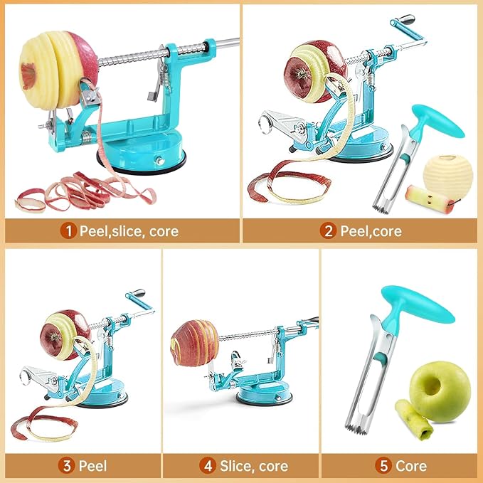 Apple Peeler Corer, 5 In 1 Apple Peeler Slicer Corer - Image 4