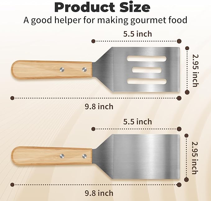 2 Pieces Stainless Steel Spatula Set, Metal Spatula - Image 2