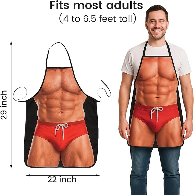 HAKSEN Funny Aprons for Men, Gag Grilling Apron for Men Women Kitchen Cooking - Image 2