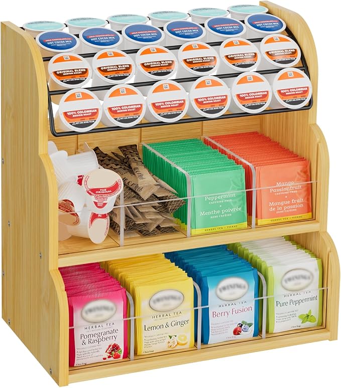 LASZOLA Bamboo Tea Bag and Coffee Holder Organizer by LASZOLA
