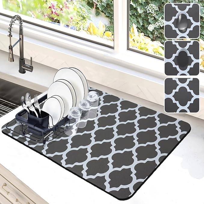 Dish Drying Mat for Kitchen Counter, Hide Stain Anti Absorbent for Kitchen by Etomiel