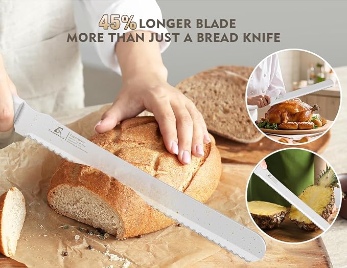 CoquusAid Upgrade Bread Knife for Homemade Bread, World‘s 1st Double Serrated - Image 5