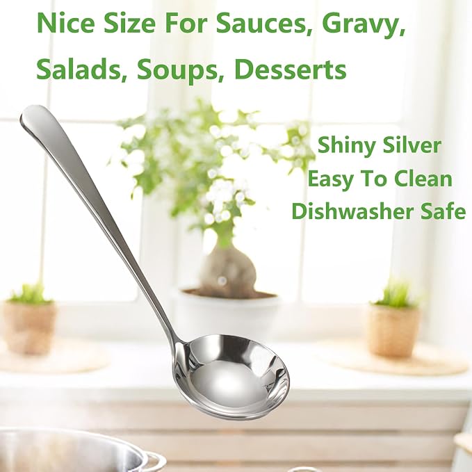 Asanta 2 PCS Small Soup Ladle, 7.7 Inch Sauce ladle, Durable 304 Stainless - Image 2