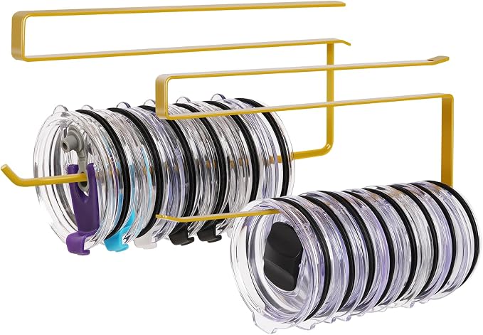 2 Pack Tumbler Lid Organizer, Horizontal Tumbler Lid Storage Hook Up to 20 Lids by JOLENSOY