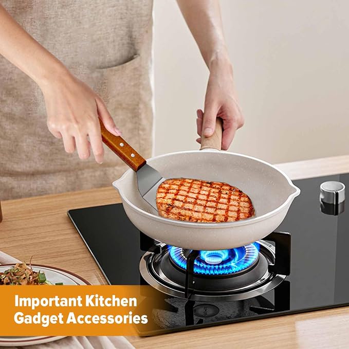 Metal Spatula Set for Kitchen Use, Wood Handle Wok Flat Top Grill Griddle - Image 2