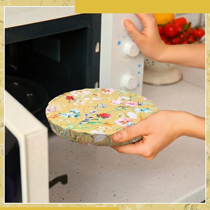 Patelai 10 Pcs Bowl Covers Reusable in 5 Size Stretch Cloth Fabric Elastic Food - Image 5
