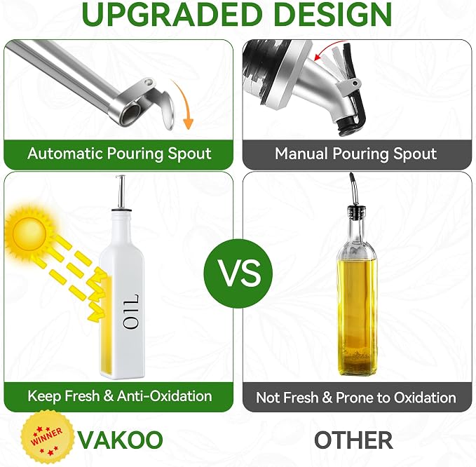 Vakoo Oil and Vinegar Dispenser Set - 17oz/500ml - Image 3