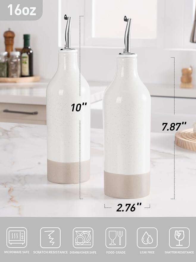 famiware Milkyway 16oz Ceramic Olive Oil Dispenser Bottle, Olive Oil and - Image 4