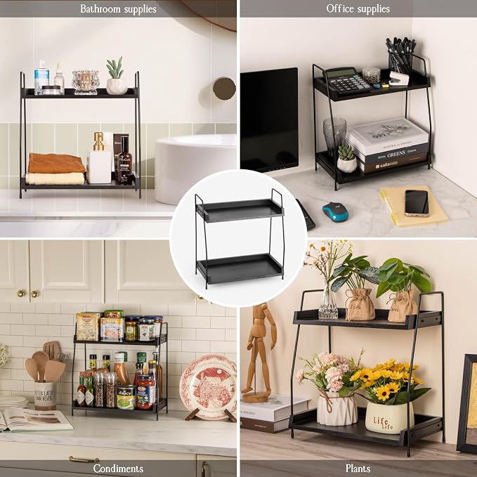 ANBOXIT 2-Tier Coffee Station Organizer, Wooden Kitchen Counter Shelf - Image 6