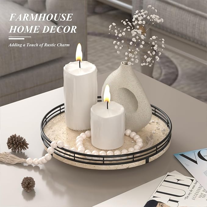 Italian Natural Travertine Lazy Susan Turntable - Image 4