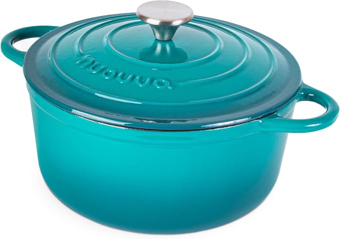 Cast Iron Dutch Oven with Lid – Non-Stick Ovenproof Enamelled Casserole Pot – by Nuovva