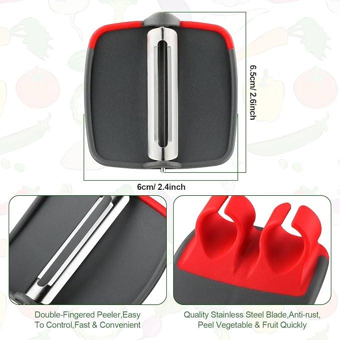 Mudder 4 Pieces Finger Grip Vegetable Fruit Peelers - Image 2