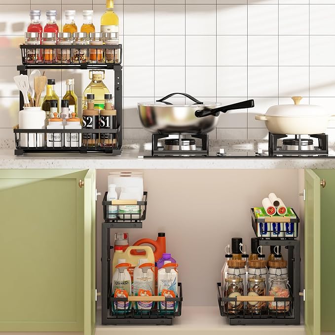 REALINN Under Sink Organizer, 2 Pack Height Adjustable Under Sink Organizers - Image 6