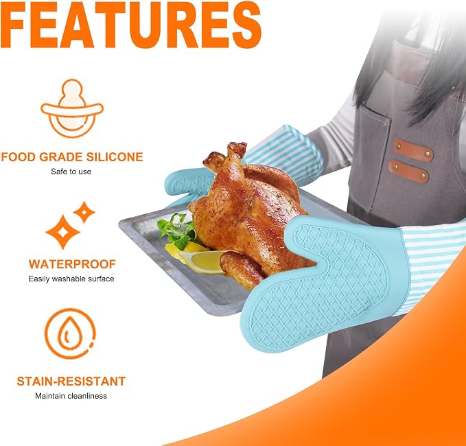 Silicone Oven Mitts, Heat Resistant Oven Gloves - Image 4