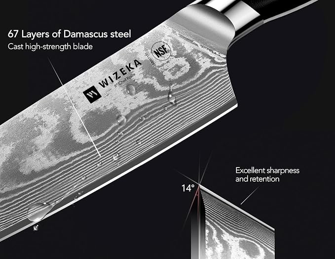 WIZEKA Damascus Chef Knife Set: 3 PCS, Super Sharp Kitchen Knives: Made of - Image 3