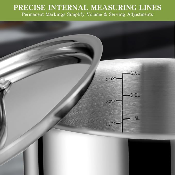 Triple Ply Stainless Steel Pots and Pans Set, EWFEN 12 Piece Induction Cookware - Image 8