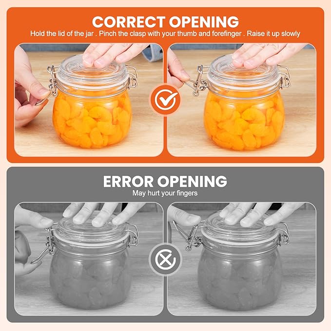 Hovico 17 oz Glass Jars with Airtight Lids And Leak Proof Rubber Gasket - Image 3