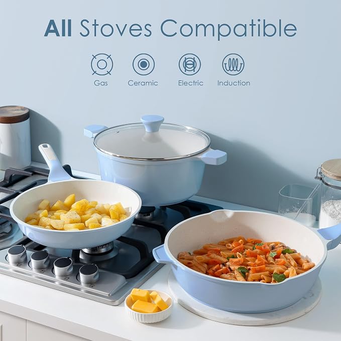 SENSARTE Nonstick Ceramic Cookware Set Large 13-Piece, Healthy Pots and Pans - Image 3