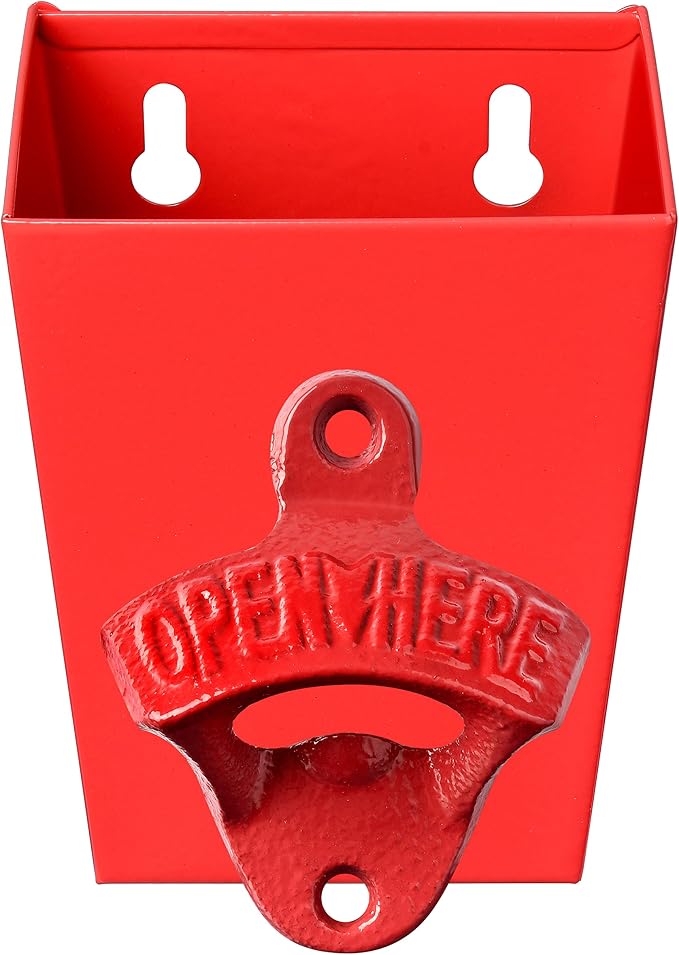 Red Cast Iron Beer Bottle Cap Opener Wall Mounted Soda Opener by Wallmountedbottleopener