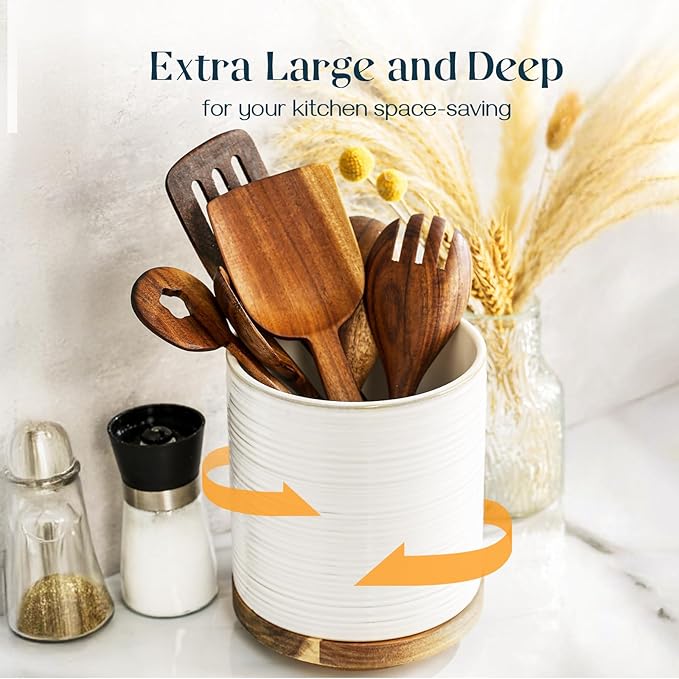 DOWAN 360° Rotating Extra Large Cooking Utensil Holder, 7.6" Kitchen Utensil - Image 4
