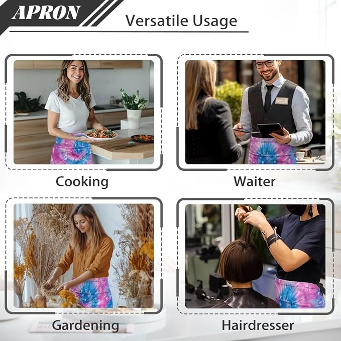 Server Apron with 3 Pockets, Waterproof Oil Waitress Waiter Half Apron - Image 6