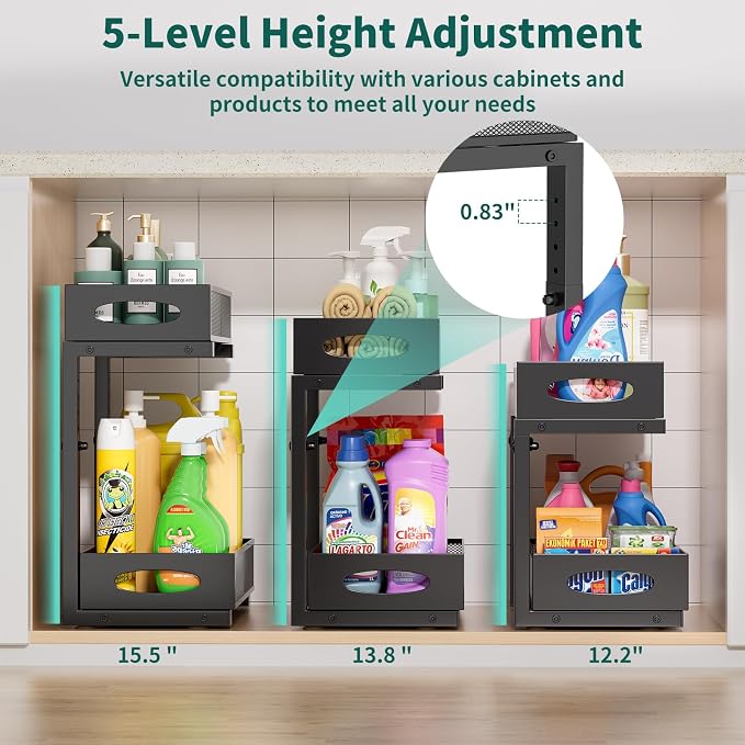 Under Sink Organizer, Height Adjustable Organization and Storage Series - Image 3