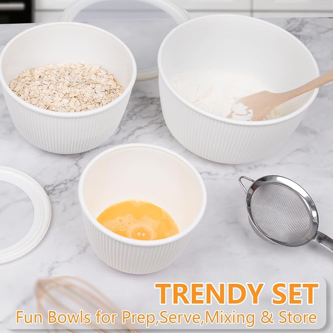 BoxedHome Mixing Bowls with Lids Set, 4 Packs BPA-Free Plastic Prep Bowls - Image 7