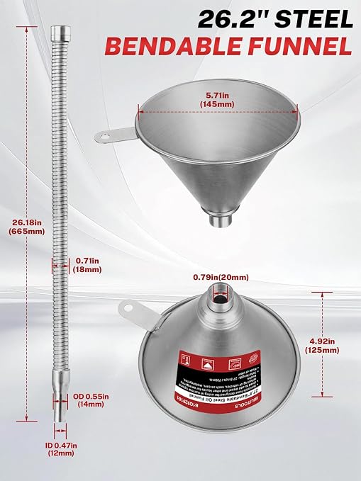 BILITOOLS 26.2" Steel Flexible Oil Funnel - Image 3