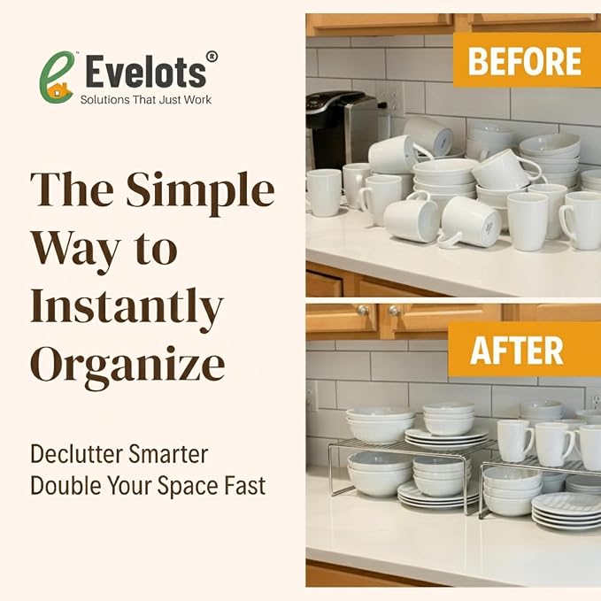 Evelots Kitchen Cabinet Wire Shelf Organizer/Rack - Image 4