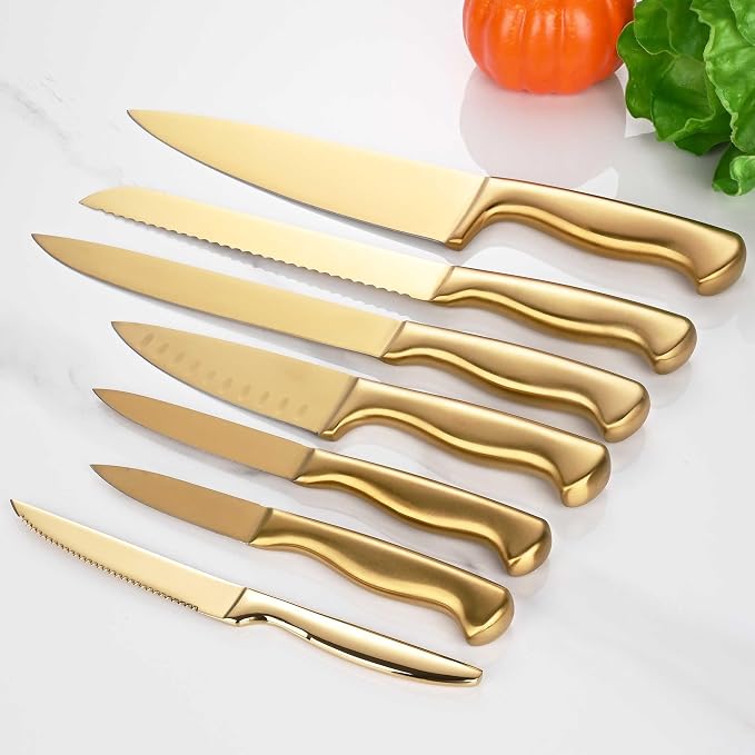 15-Piece Gold Kitchen Knife Block Set - Image 7