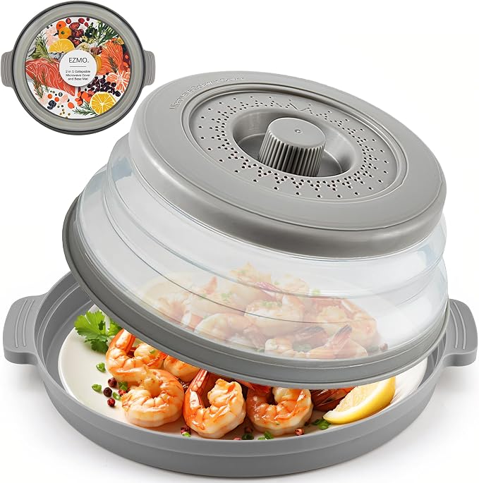 EZMO 2 in 1 Collapsible Microwave Splatter Cover by EZMOKITCHENWARE