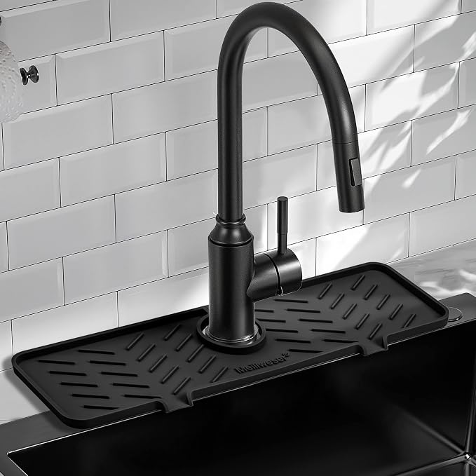 Silicone Faucet Mat for Kitchen Sink – Gen 2 Splash Guard by Meiliweser