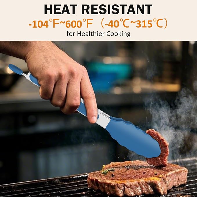 Tongs for Cooking, 600ºF High Heat-Resistant Stainless Steel Kitchen Tongs - Image 2