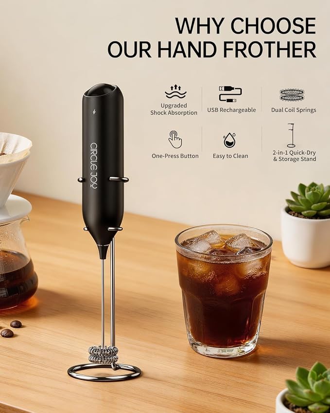 CIRCLE JOY Electric Rechargeable Milk Frother Handheld - Image 2