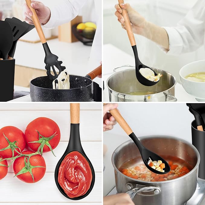 Kitchen Utensils Set of 12, E-far Silicone Cooking Utensils - Image 7