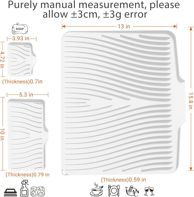 Silicone Dish Drying Mat for Kitchen Counter, Dish Drying Pad, Non-Slip Drain - Image 2