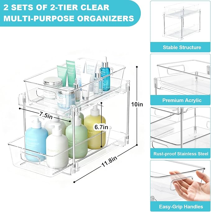 2 Tier Under Sink Organizer Bathroom Organizers and Storage - Image 2