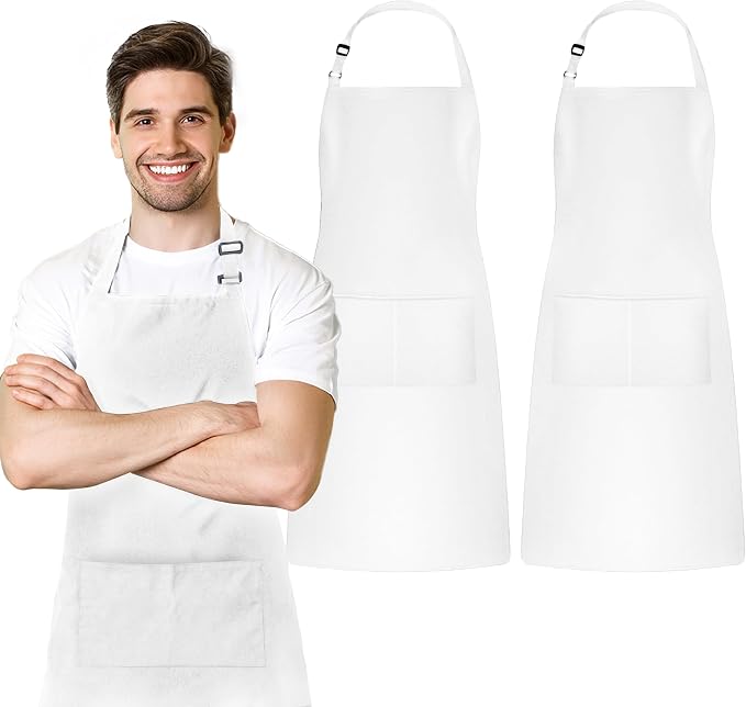 Adjustable Bib Apron 100% Polyester Kitchen Aprons Waterdrop Resistant Aprons by Avalon+Kitchen