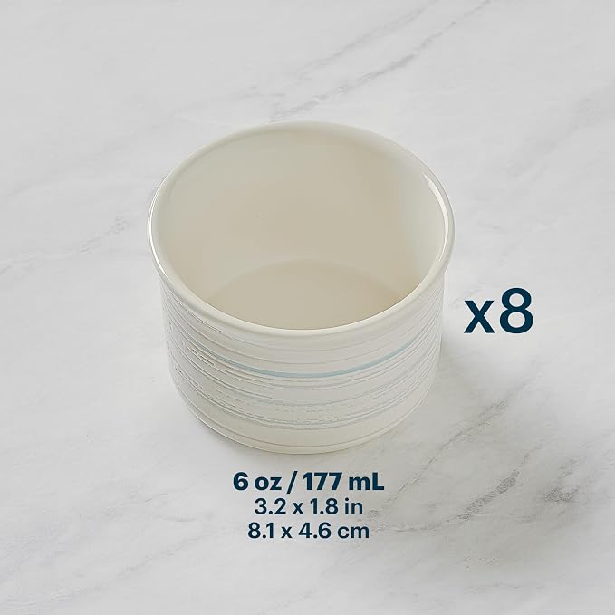 Pyrex 8-Piece, 6oz Ceramic Ramekin Bakeware Set, Nonstick Souffle Oven Pans - Image 4
