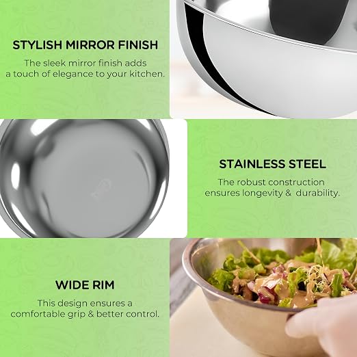 OCS Parts 0.75 Quart Mixing Bowls | Set of 2 | 7-Inch Stainless Steel - Image 5